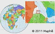 Political Location Map of Asmara City, highlighted country, within the entire country