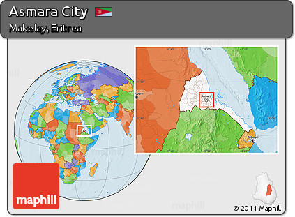 Political Location Map of Asmara City, highlighted country