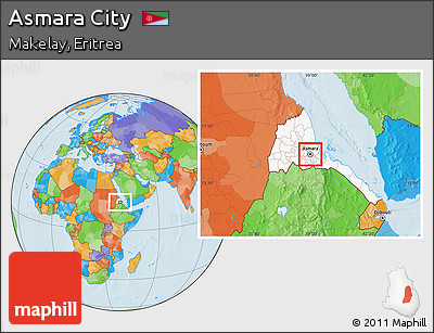 Political Location Map of Asmara City, highlighted country