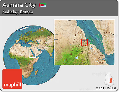 Satellite Location Map of Asmara City