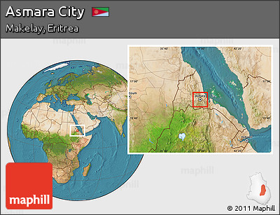 Satellite Location Map of Asmara City