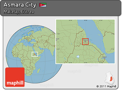 Savanna Style Location Map of Asmara City