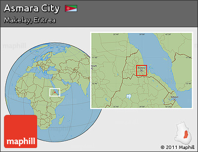 Savanna Style Location Map of Asmara City