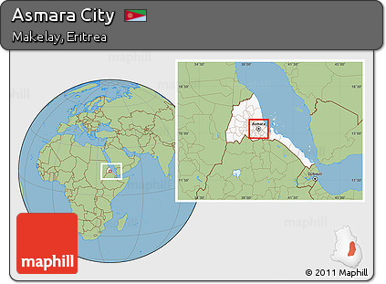 Savanna Style Location Map of Asmara City, highlighted country, within the entire country