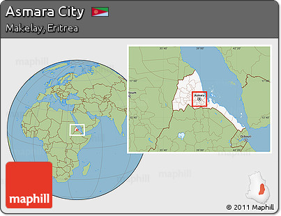 Savanna Style Location Map of Asmara City, highlighted country
