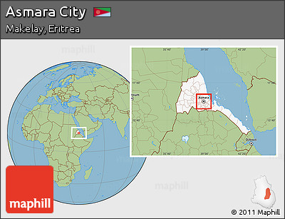 Savanna Style Location Map of Asmara City, highlighted country