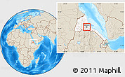 Shaded Relief Location Map of Asmara City, highlighted country, within the entire country