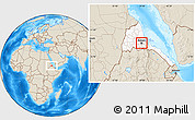 Shaded Relief Location Map of Asmara City, highlighted country