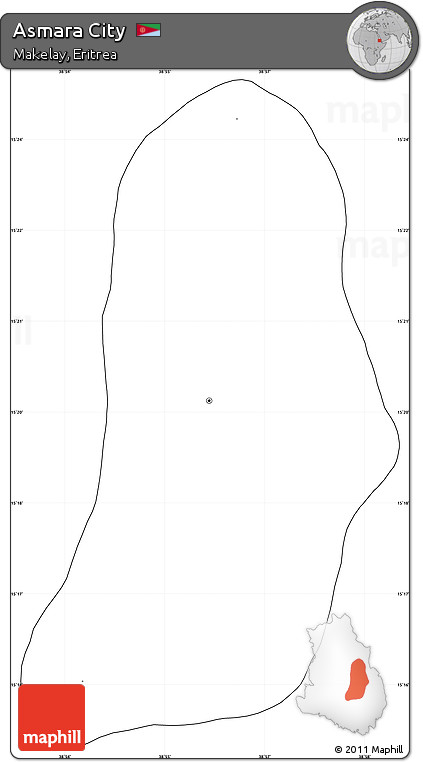 Blank Simple Map of Asmara City, cropped outside, no labels
