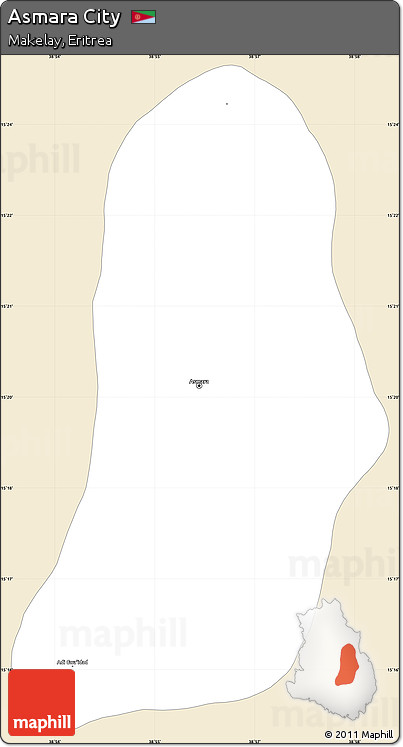 Classic Style Simple Map of Asmara City, single color outside