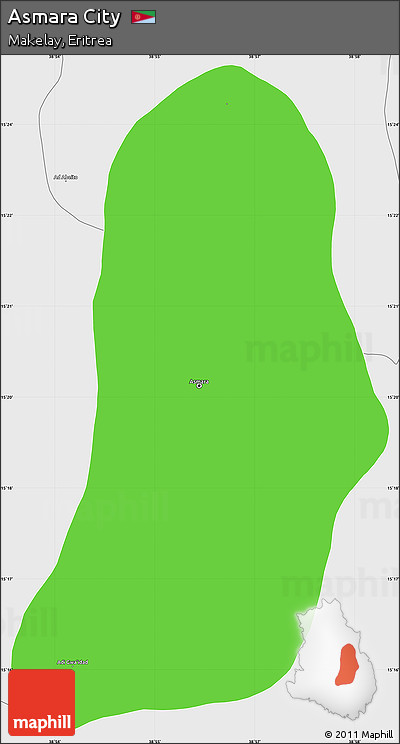 Political Simple Map of Asmara City, single color outside, borders and labels