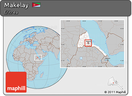Gray Location Map of Makelay, highlighted country, within the entire country