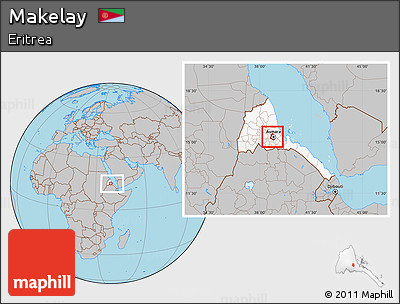 Gray Location Map of Makelay, highlighted country, within the entire country