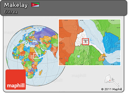 Political Location Map of Makelay, highlighted country, within the entire country