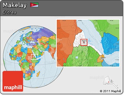 Political Location Map of Makelay, highlighted country, within the entire country