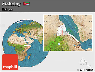 Satellite Location Map of Makelay, highlighted country, within the entire country