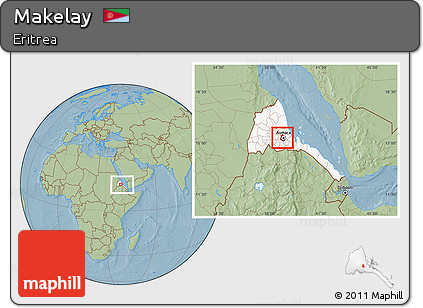 Savanna Style Location Map of Makelay, highlighted country, within the entire country, hill shading