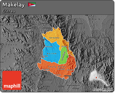 Political Map of Makelay, darken, desaturated