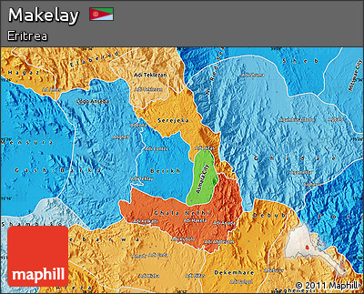 Political Map of Makelay, political shades outside
