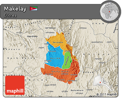 Political Map of Makelay, shaded relief outside