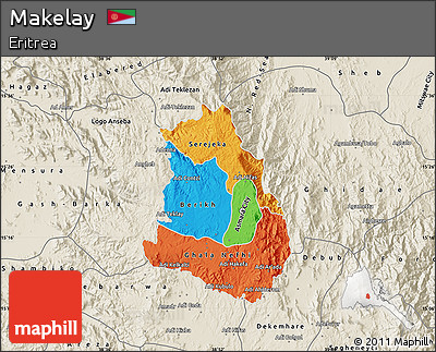 Political Map of Makelay, shaded relief outside