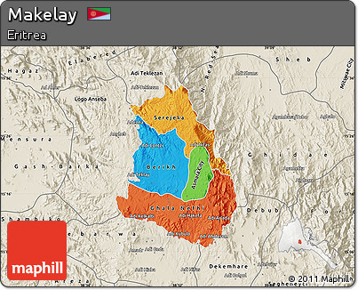 Political Map of Makelay, shaded relief outside