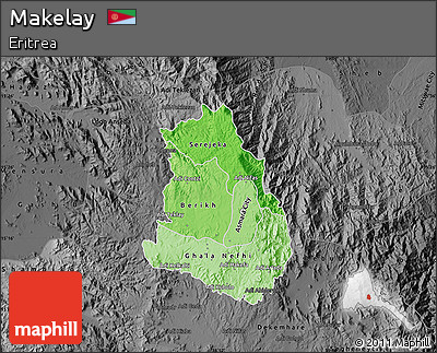 Political Shades Map of Makelay, darken, desaturated
