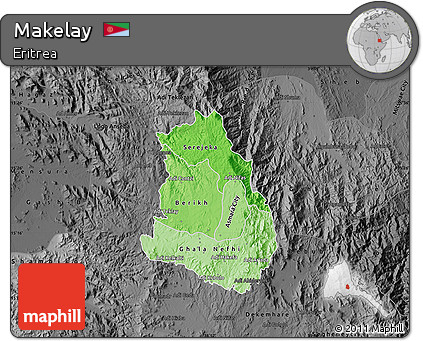 Political Shades Map of Makelay, darken, desaturated