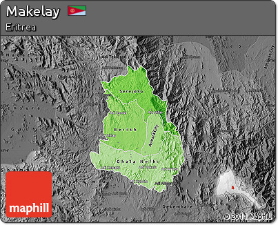 Political Shades Map of Makelay, darken, desaturated