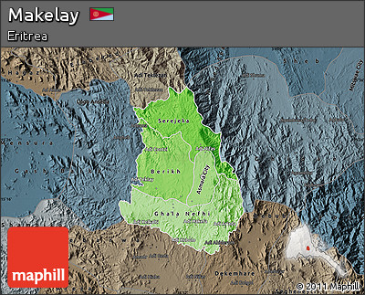 Political Shades Map of Makelay, darken, semi-desaturated