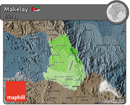 Political Shades Map of Makelay, darken, semi-desaturated