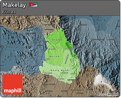 Political Shades Map of Makelay, darken, semi-desaturated