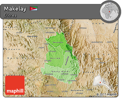 Political Shades Map of Makelay, satellite outside