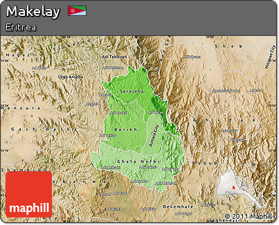 Political Shades Map of Makelay, satellite outside