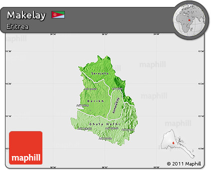 Political Shades Map of Makelay, single color outside