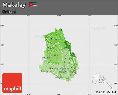 Political Shades Map of Makelay, single color outside