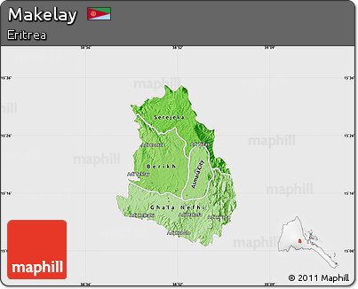 Political Shades Map of Makelay, single color outside