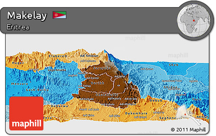Physical Panoramic Map of Makelay, political shades outside
