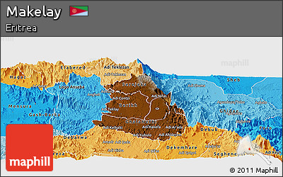 Physical Panoramic Map of Makelay, political shades outside