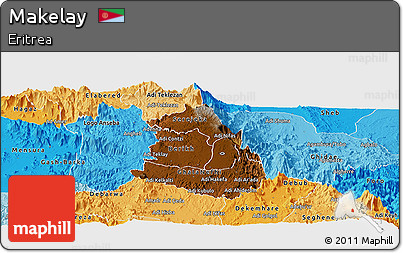 Physical Panoramic Map of Makelay, political shades outside
