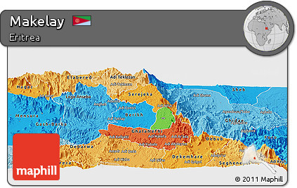 Political Panoramic Map of Makelay, political shades outside
