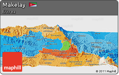 Political Panoramic Map of Makelay, political shades outside