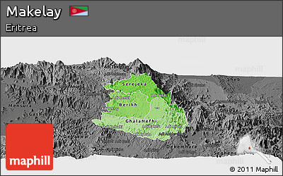 Political Shades Panoramic Map of Makelay, darken, desaturated
