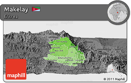 Political Shades Panoramic Map of Makelay, darken, desaturated