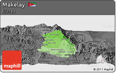 Political Shades Panoramic Map of Makelay, darken, desaturated