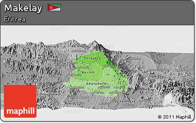 Political Shades Panoramic Map of Makelay, desaturated