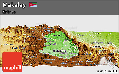Political Shades Panoramic Map of Makelay, physical outside