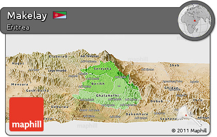 Political Shades Panoramic Map of Makelay, satellite outside