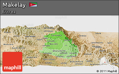 Political Shades Panoramic Map of Makelay, satellite outside