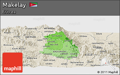 Political Shades Panoramic Map of Makelay, shaded relief outside